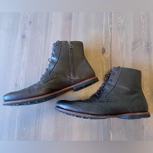 Timberland Coffee Brown Leather Wingtip Brogue Boots - Size 12